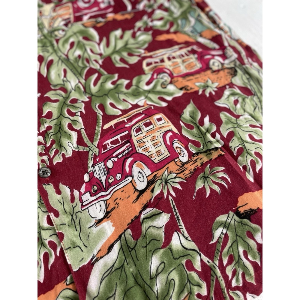 VTG Tropical Men's XXL Hawaiian Shirt Vintage Wagon Cars Surf Style Coconut USA - Picture 4 of 13
